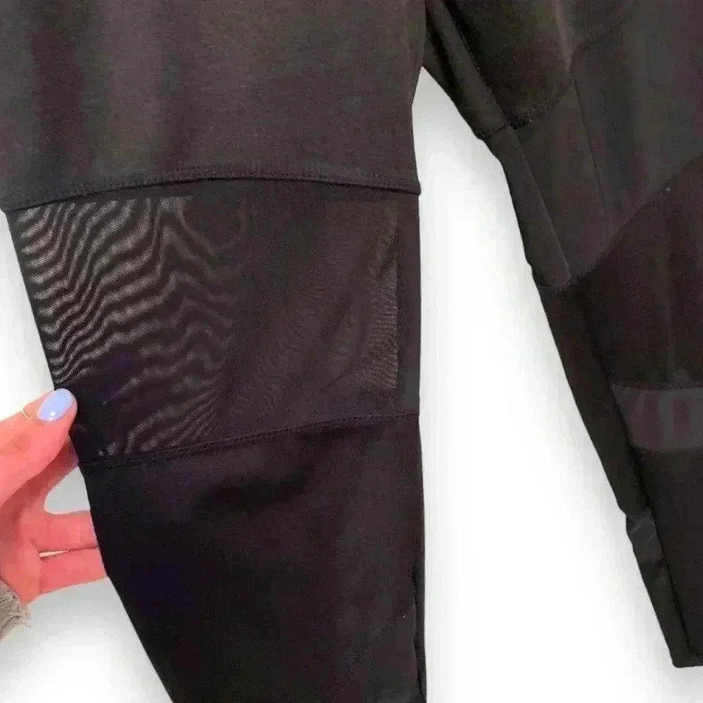Always Black Mesh Cutout Women's Large Athletic or Fashion Leggings - Picture 10 of 11